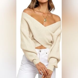Chic Off-the-Shoulder Cream Sweater